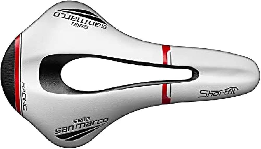 Selle San Marco Shortfit Racing Saddle - White/Black/Red, Wide (L3