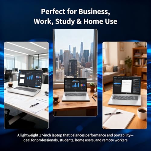 Image of HP 17 inch Touchscreen Laptop Computer, 128GB RAM, 4TB SSD, 17.3 inch HD+ Touch, Intel 10 Core i7 1355U, Copilot AI, Wi-Fi 6, Backlit Keyboard, Windows 11 Pro, Long Battery Life, Laptop for Business