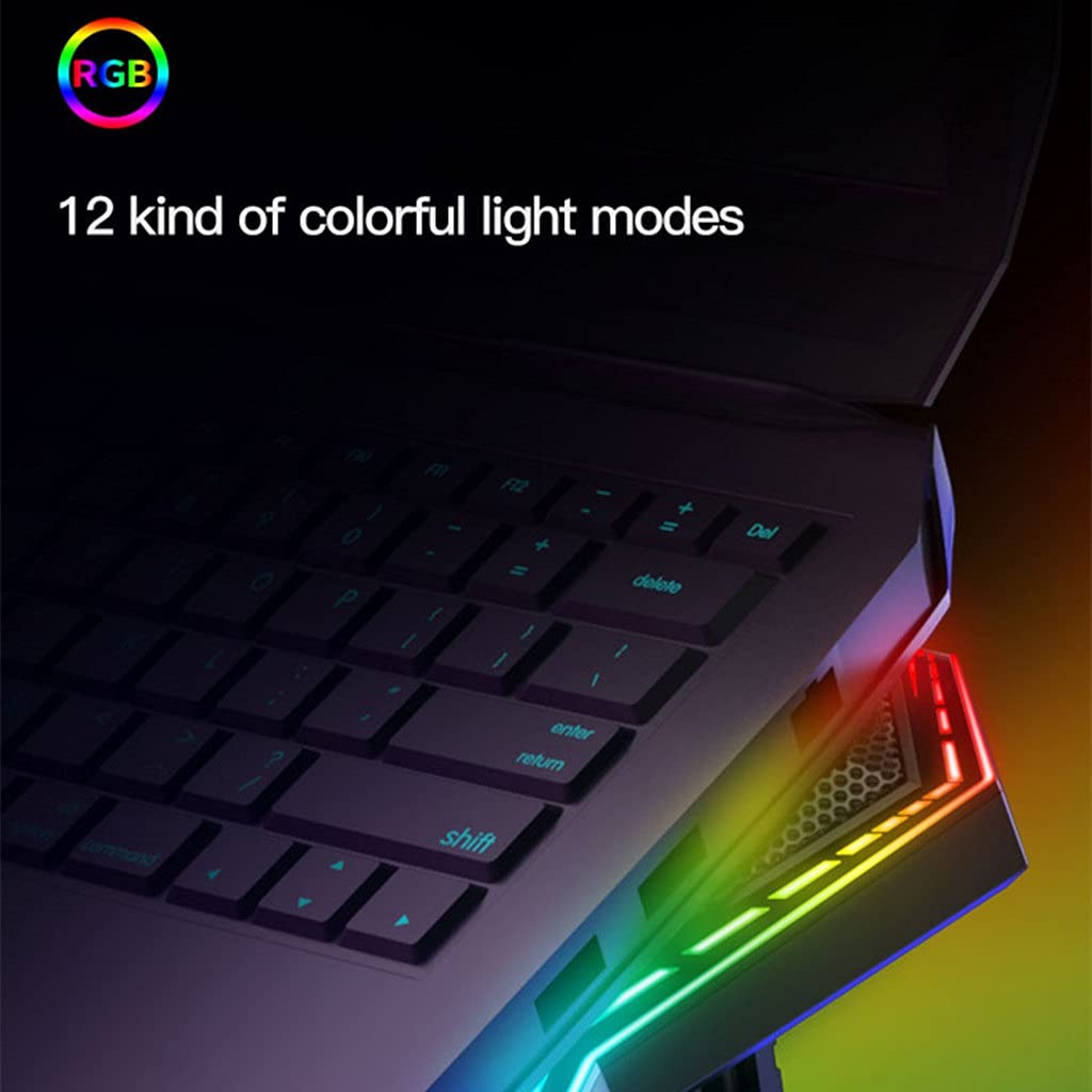 Gaming RGB Laptop Cooler 12-17 inch LED Screen Laptop Cooling Pad Notebook Cooler Stand with Six Fan And 2 USB Port