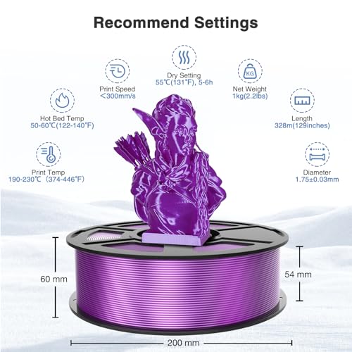 Image of 4-Pack Silk PLA Filament 1.75mm Bundle (250g per Spool, 1kg Total) | 4 Colors (Red, Green, Blue, Purple), Amoybaby High-Speed Flow Shiny 3D Printer Filament for Most FDM 3D Printers & Pens