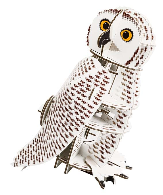 Build Your Own Moving Snowy Owl - Rotating Head Action - Cardboard Craft Kit - Ages 8+