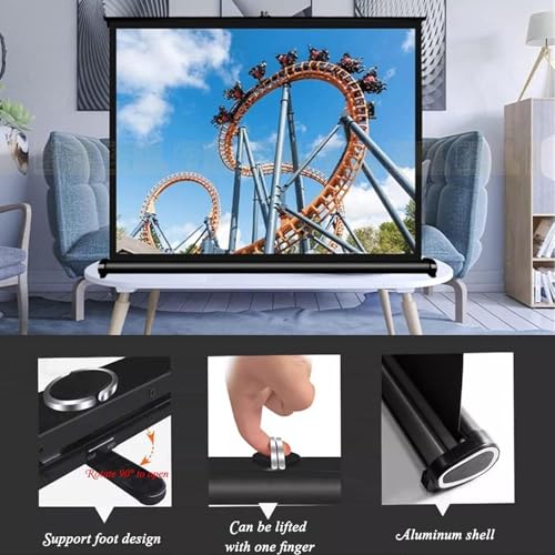 Pantalla de proyección portátil de 30 pulgadas, relación 4:3, pantalla retráctil HD 4K con bolsa de almacenamiento miniatura 3