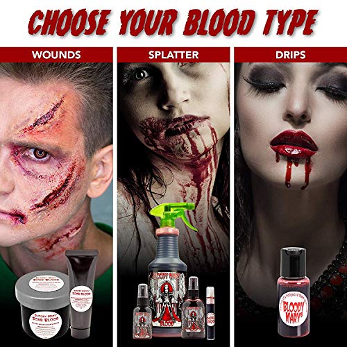BLOODY MARY Fake SCAB Blood Make Up Body Paint - 1 oz small - For Cosplay, Horror Costume, Theater Blood, Vampire Accessories, Scary Things - Skin Friendly Washable Looks Realistic Thick Blood