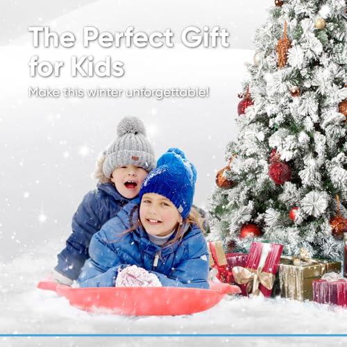Superio Round Saucer Snow Sled, Red Spiral Plastic Sled with Handles 24" Winter Snow Fun for Kids and Adults