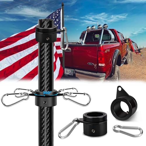 Sinyoeer 6FT 1.25 inch Truck Flag Pole, 1 1/4 Heavy Duty Carbon Fiber Flag Pole...