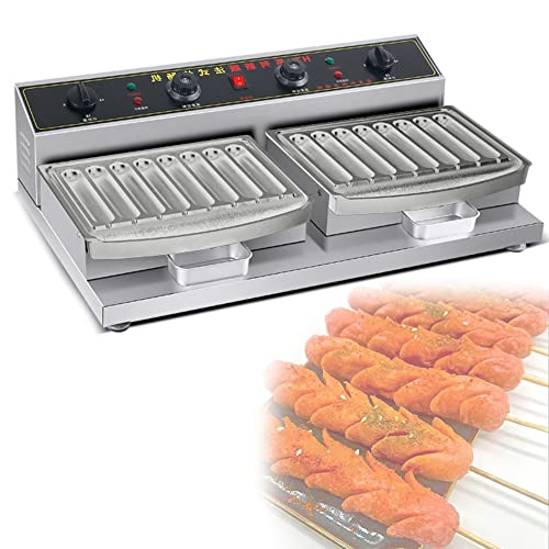 Máquina Eléctrica Comercial para Perritos Calientes, Parrilla para Salchichas De Gran Capacidad De Tubo 6/18, Máquina Comercial Antiadherente para Perritos Calientes para Uso Domés,Stainless Steel-16