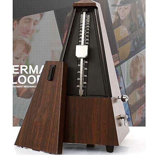 Mechanisches Metronom, Musiktimer aus reinem Kupfer, hölzernes Holz, buntes Teakholzklavier, mechanisches antikes Metronom, Gitarre und andere Instrumente, deutsches Kunsthandwerk