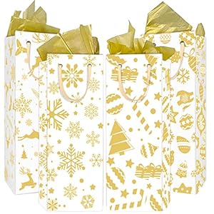 Wlulu Gold Bottle Bags Gift Christmas Premium Quality Christmas Bottle Bags Wine Bags Gift Bags Christmas for Christmas…