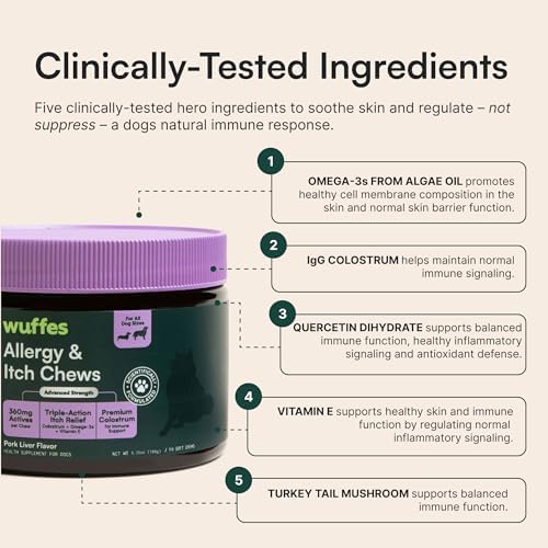 Wuffes Allergy & Itch Soft Chews, Dog Allergy Support with Colostrum, Vitamin E and Omega 3s for Dogs, Non-Drowsy Immune and Itchy Skin Support for All Dogs, 60 Soft Chews — view 2