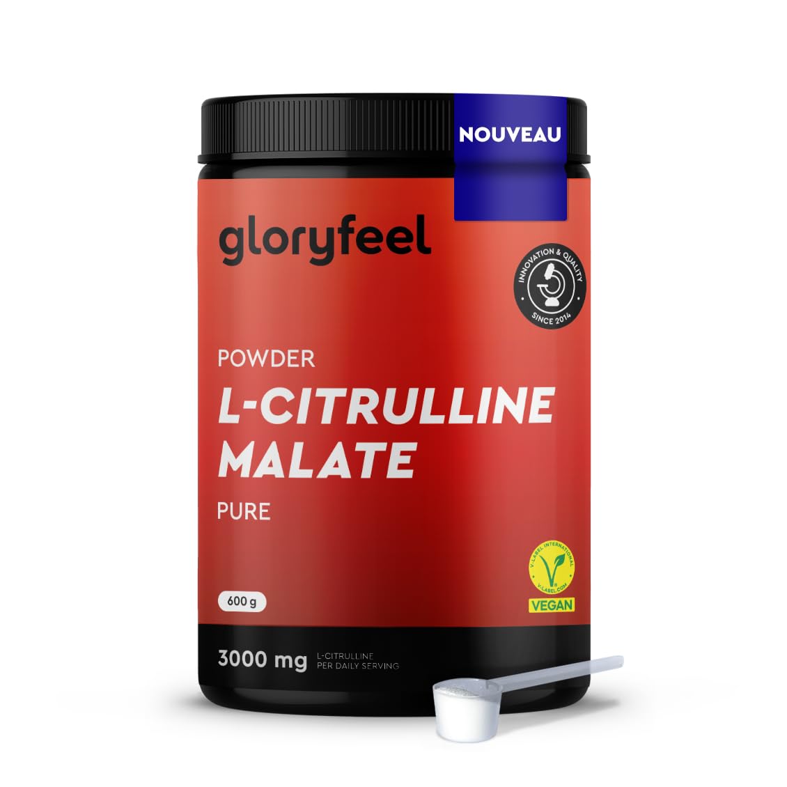L-Citrulline Malate 2:1 en Poudre 100% Pure, Acide Aminé Hautement Dosé, 3000 mg de Citrulline par Dose Quotidienne (125 Portions), Booster Musculation et Fitness, Testé en Laboratoire, Vegan