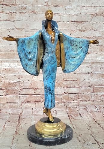 Art Noveau Deco Bronze Fashion French Dancer Flapper Statue Sculpture
