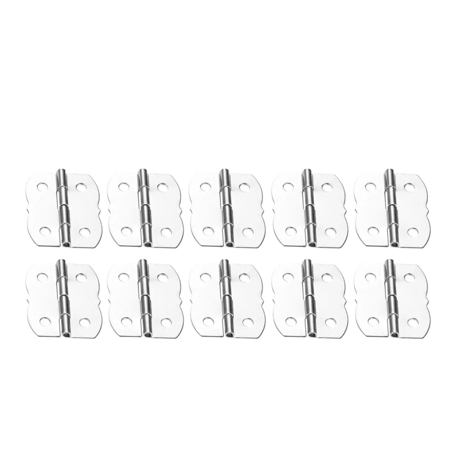 Kdhcvkz Silver 10Pcs Hinges With Screws 4 Holes For Cabinet Drawer Door Wooden Jewelry Box 30X25mm(Silver)