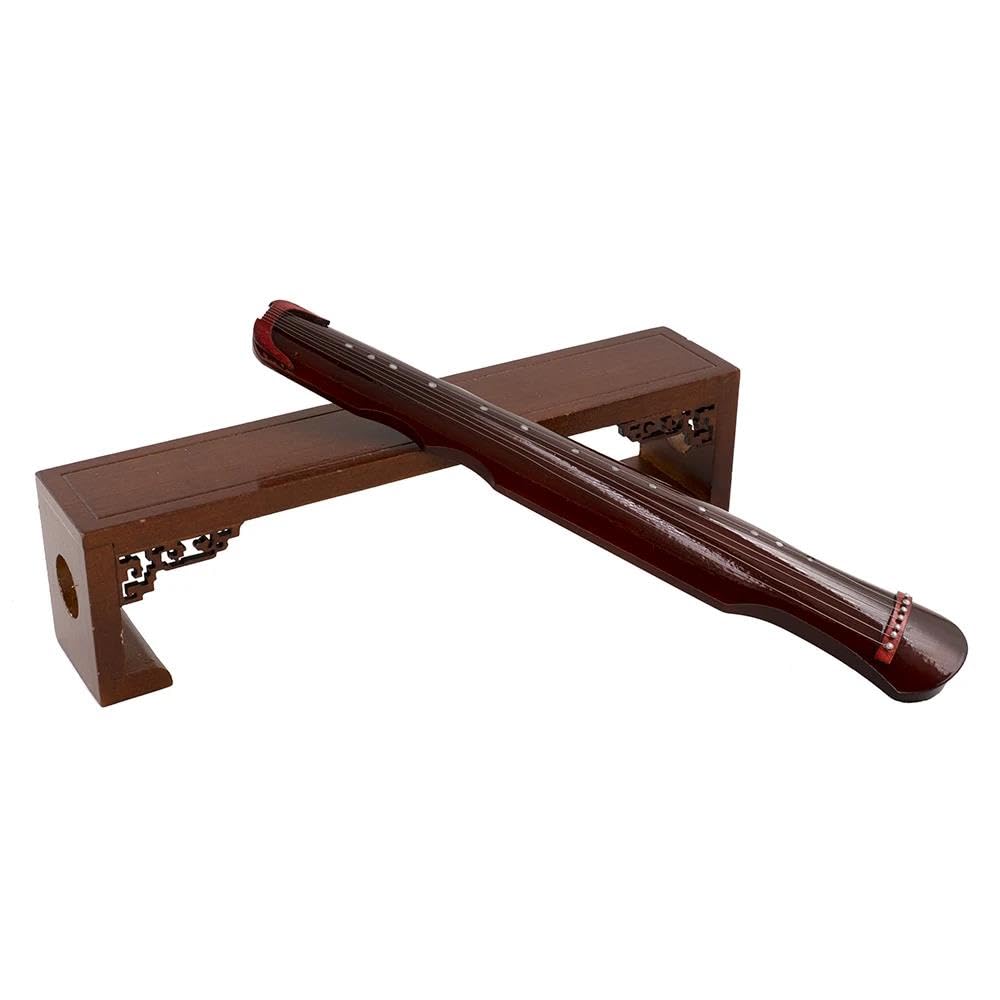 Miniaturowy drewniany chiński model Guqin z etui mini instrument muzyczny akcesoria dekoracja