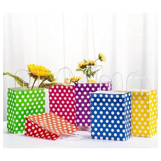 RanGit Bhumi Gift Bags -24pcs Polka Dots Paper Bags, 8x10x4 inch Party Favor Goodie Bags, Small Carry Bags for Return Gifting, Paper Gift Covers - Color Paper Bags (Multicolors) (24)