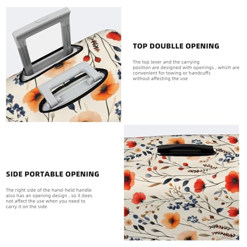 Elegant Flower W Print Travel Luggage Covers, Washable Suitcase Covers Protector for Luggage 18-32 Inch High Elasticity4