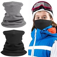 Awumbuk Schlauchschal Kinder, Fleece Schal Kinder Jungen Mädchen Winddicht Kinderschal Loop Schal Winter Halswärmer Schwarz Halstuch Ski Maske Multifunktionstuch 2 Stück