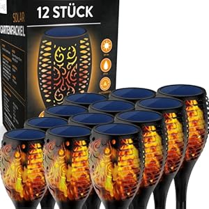 Luxari 12x Solar Gartenfackel für Außen