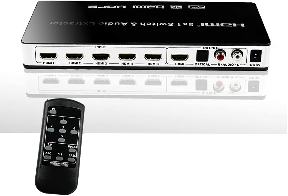 Amаzіng 🔥 Unocho 4K HDMI Switch 30Hz HDMI Switcher 5 Port 5x1 HDMI Switcher Splitter Box hdmi Audio Extractor Supports 1080P Ultra HD 4K Full HD 3D ARC with Remote