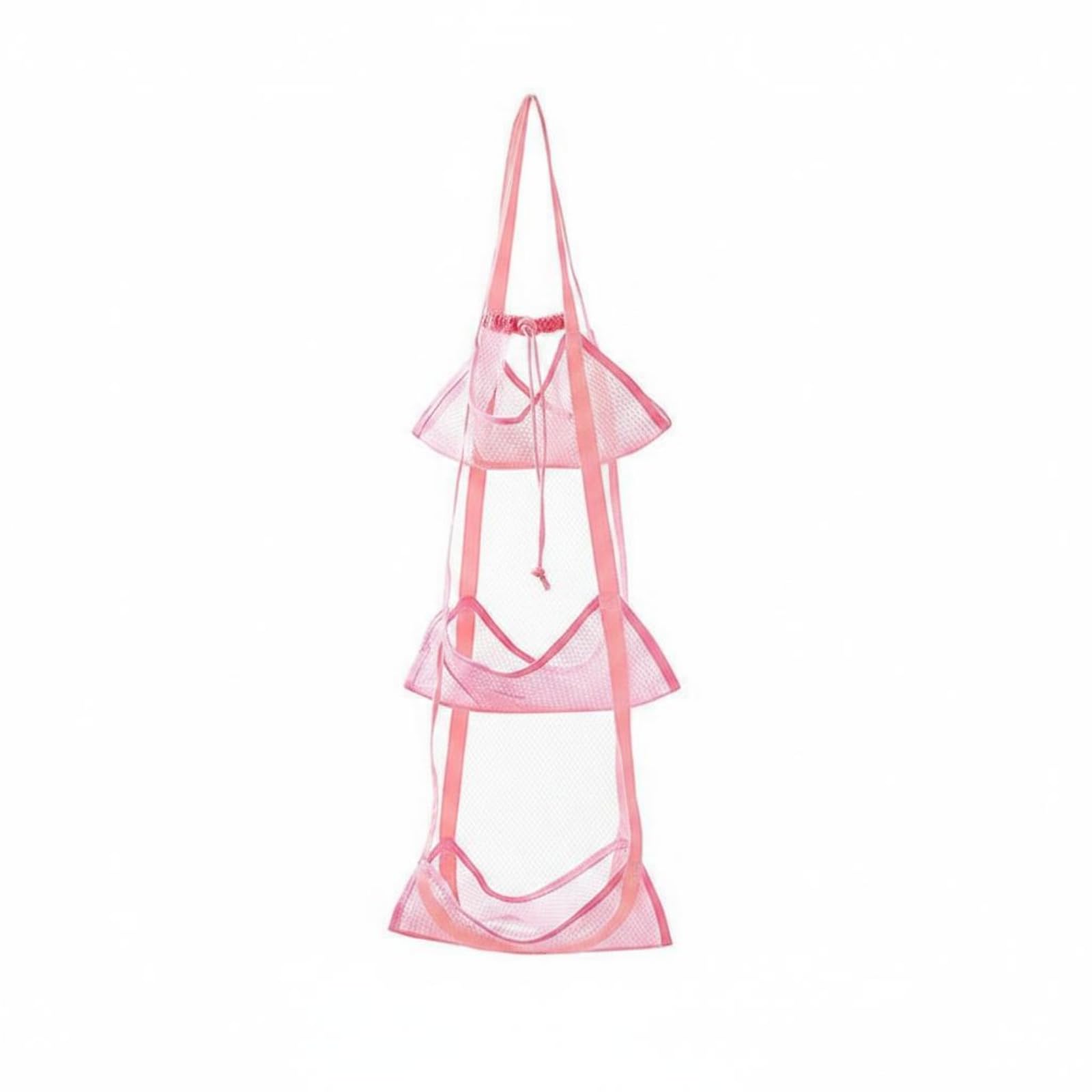 Ojiva® Multiple Pockets Ball Storage Bag Strapping Mesh Hanging Bag Accessible Design Sports Item Organizer for Rear Door, Pink, 3 Layers|Home & Garden|Household Supplies & Cleaning