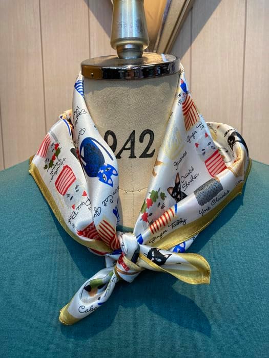 Amazon | [Mrs.CATV ミセス キャッツヴィー] シルクサテン 猫柄