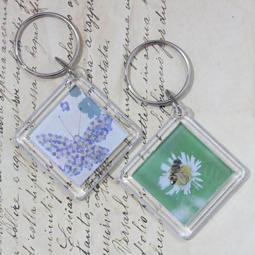 Image of BetterJonny 20Pcs Acrylic Picture Keychain Blanks in Clear Acrylic Picture Frame Keyrings