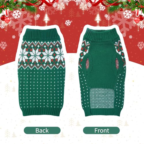 Pullover Kleine Hund, Katzenpullover Weihnachtspulli Hundepullover Yorkie Hundejacke Strick Halten Sie Haustiere Bei Kaltem Wetter Warm, Insbesondere Rassen mit Kurzem Oder Ohne Unterfell, Grün XS