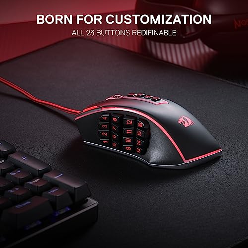 Image of Redragon M990 MMO Gaming Mouse, 32000 DPI High Precision Wired RGB Gamer Mouse w /23 Programmable Buttons, 16 Side Macro Keys, Software Supports, Aluminum Base