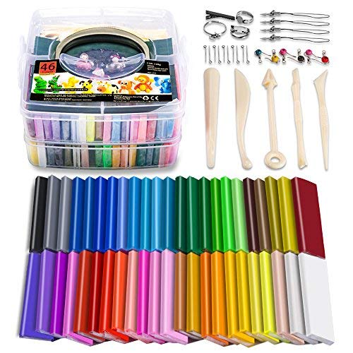 ESANDA Polymer Clay, 46 Blöcke, farbige Modelliermasse, DIY Soft Craft...