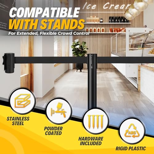 Barrière murale rétractable pour gestion de file d'attente en magasin