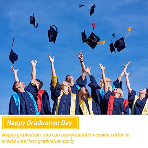 5 Pieces Graduation Cookie Cutter Set Stainless Steel Grad Cap Gown Diploma Biscuit Cutter Shooting Star Metal Fondant Mould Biscuit Cutter And 6 Pieces Sugar Stirring Pin #TOP4