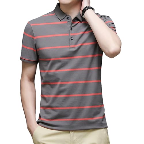 Spring Summer Striped Short Sleeve Polo-Shirt Men Clothes Soft Cotton