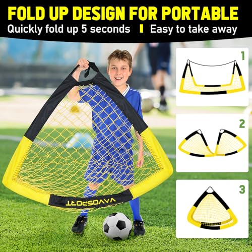 Image of Kids Soccer Goals for Backyard Set - 2 of 4' x 3' Portable Soccer Goal Training Equipment, Pop Up Toddler Soccer Net with Soccer Ball, Soccer Set for Kids and Youth Outdoor Games, Sports, Play
