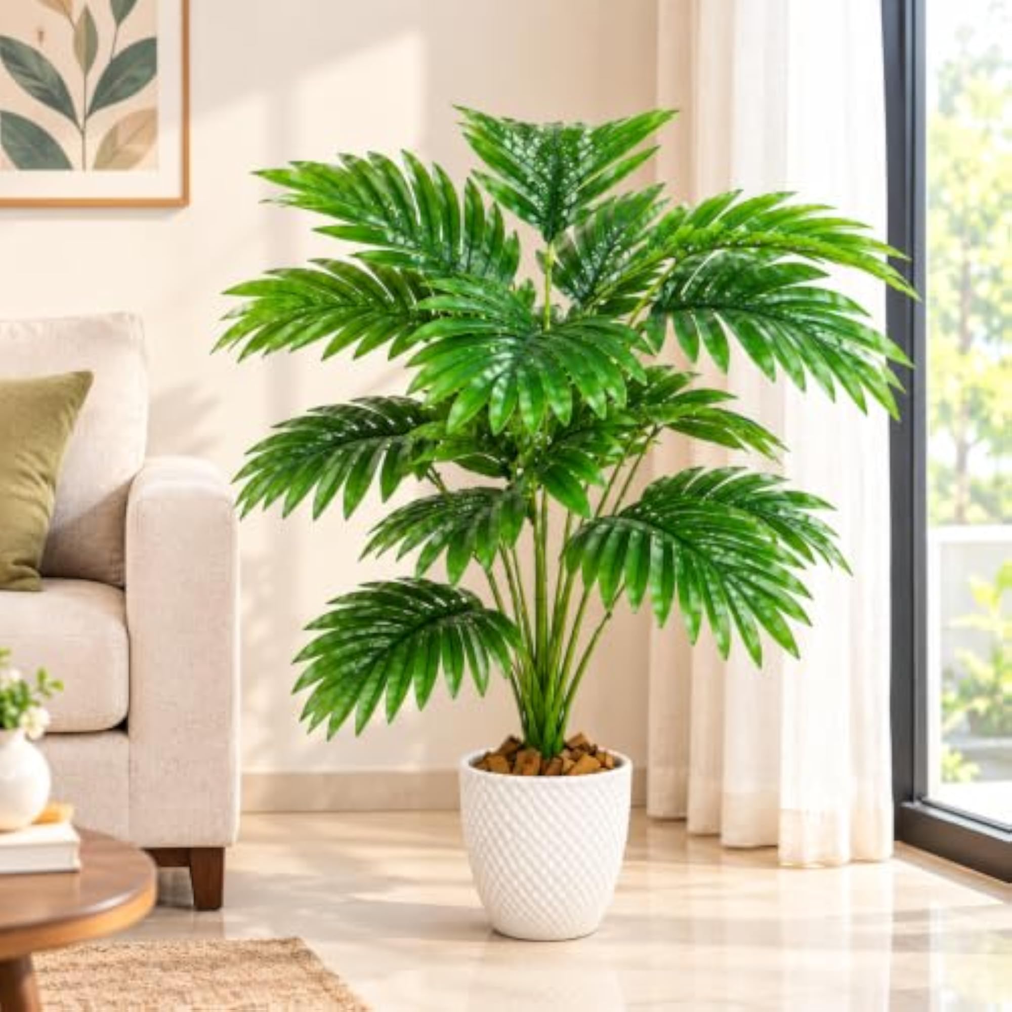 Detachable Artificial Palm Plant with White Pot