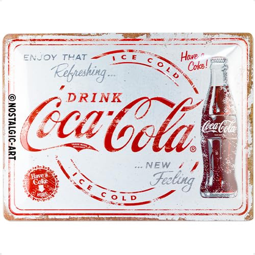 Nostalgic-Art Plaque rétro, 30 x 40 cm, Coca-Cola – Refreshing New Feeling – Idée cadeau pour fans de Coke, Official License Product (OLP), en métal,...