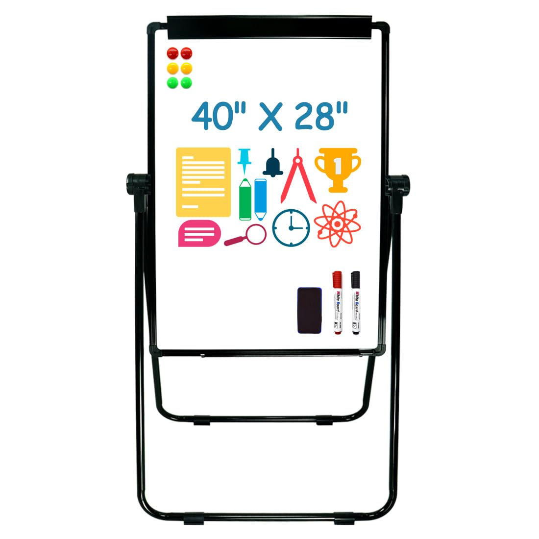 Stand White Board - 40 x 28 Inch Double Sided Magnetic Dry Erase Board with Stand Height Adjustable, Home Office Classroom School Teacher Use