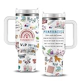 CGMIBAS Pharmacist Tumbler Cup, Pharmacist Gifts, 40 oz Pharmacy Insulated Stainless Steel Travel Coffee Mug with Handle, Pharmacy Appreciation Gifts for Coworkers Women Men