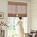 CHEFRU Wood Cordless Roman Blinds for Indoor Windows, No Drill Ramie and Bamboo Window Blinds, Coffee