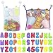 IWILCS 2PCS Bad Spielzeug Organizer, Großes Bad Spielzeug Netz, Badewannen Spielzeug Aufbewahrungsnetz, mit Bade Buchstaben und Zahlen, 4 Saugnäpfen, für Kinder