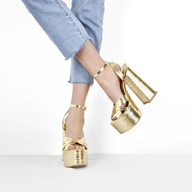 Image of Onlymaker Platform Heels for Women Ankle Strap Chunky High Heel Sandals