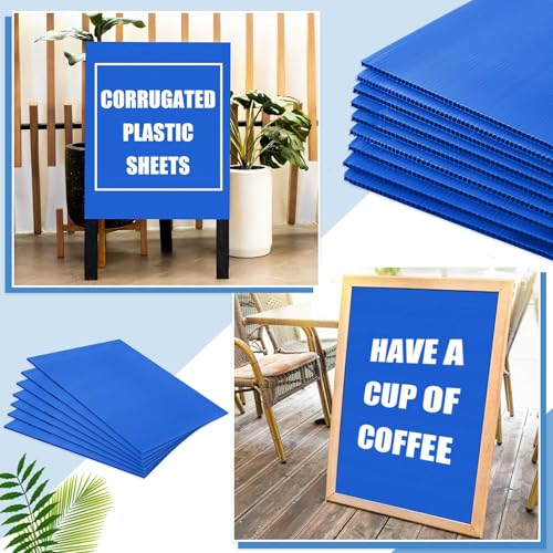 Image of Patelai 12 Pcs 24 x 36 Inches Corrugated Plastic Sheet Corrugated Poster Board 4mm Thick Waterproof Blank Board Sheets Plastic Yard Sign for Garage and Estate Sale, Indoor and Outdoor Use(Blue)