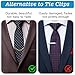 Shimmeroo 3 Packs Tie Chain for Men, Fashion Necktie Clips with Ring Clasps Stainless Steel Elegant Tie Pins for Suits Neckties, Business Wedding Formal Wear Accessories