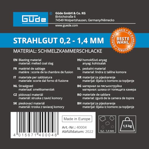Güde 40004 Strahlgut 0,2-1,4 mm 1,5 kg (zum Strahlen von Metallen, Holz, Fassaden uvm., wiederverwendbares Material)