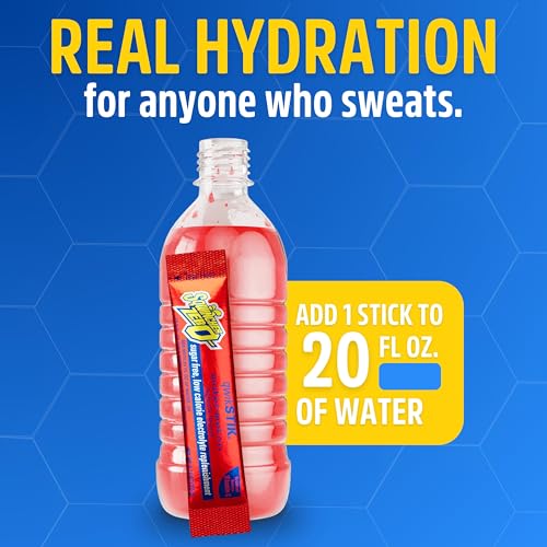 Image of Sqwincher Zero Qwik Stik, Watermelon, Sugar Free, Low Calorie, Low Sodium Electrolyte Powder Hydration Drink Mix, .11 0z Packet (Pack of 50) | Zero sugar electrolyte mix, fast-dissolving single-serve sticks, just add to 20oz water bottle for quick on-the-go hydration
