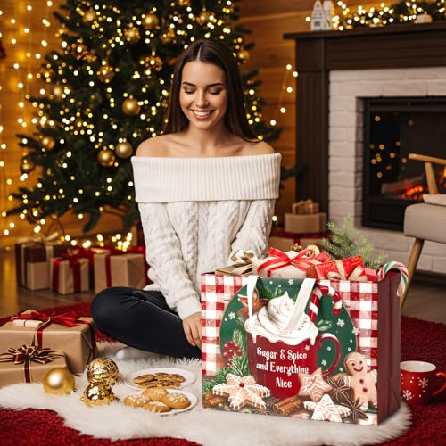 Image of STYPOP 12 Pack 17 inch Extra Large Christmas Gift Bags, Reusable Non-Woven Christmas Tote Bags with Handles, Perfect for Xmas Gift Wrap /Party Favor Supplies, 16.9 inch x 12.6 inch x 6.8 inch