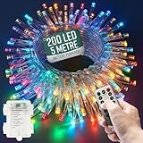 GloBrite Garden Fairy Lights Battery Operated - 200 LED String Lights with Remote - 8 Lighting Modes - Battery Lights Indoor & Outdoor - Bedroom Aesthetic - (Multi-Coloured LED)