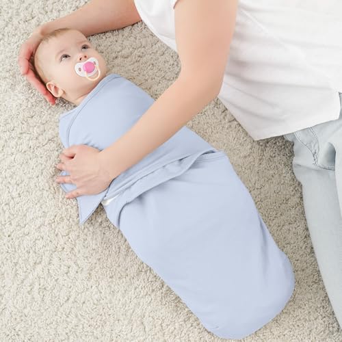 Image of Susurration Swaddle Sleep Sacks 3 Pack 100% Muslin Cotton Swaddle Blanket Small Baby Wrap for 3-6 Months Newborn Sleep Sack Girls,Boys,Infants Essentials,Adjustable Wearable Sleeping Sack(Blue)