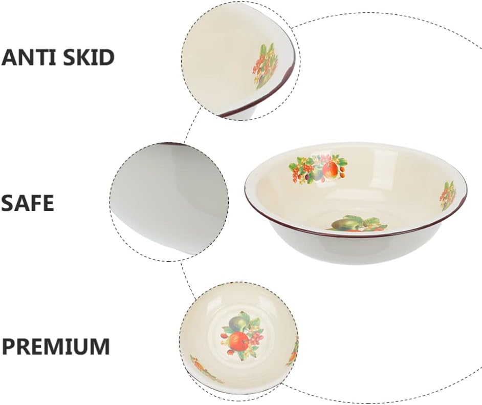 UPKOCH Vintage Enamel Basin 11 Inch Porcelain Enamel Wash Bowl for Kitchen Mixing and Washing Enameled Steel Basin for Home Use