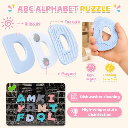 Silicone Magnetic Letters, 26 Uppercase Alphabet with Sensory Textures - image 5