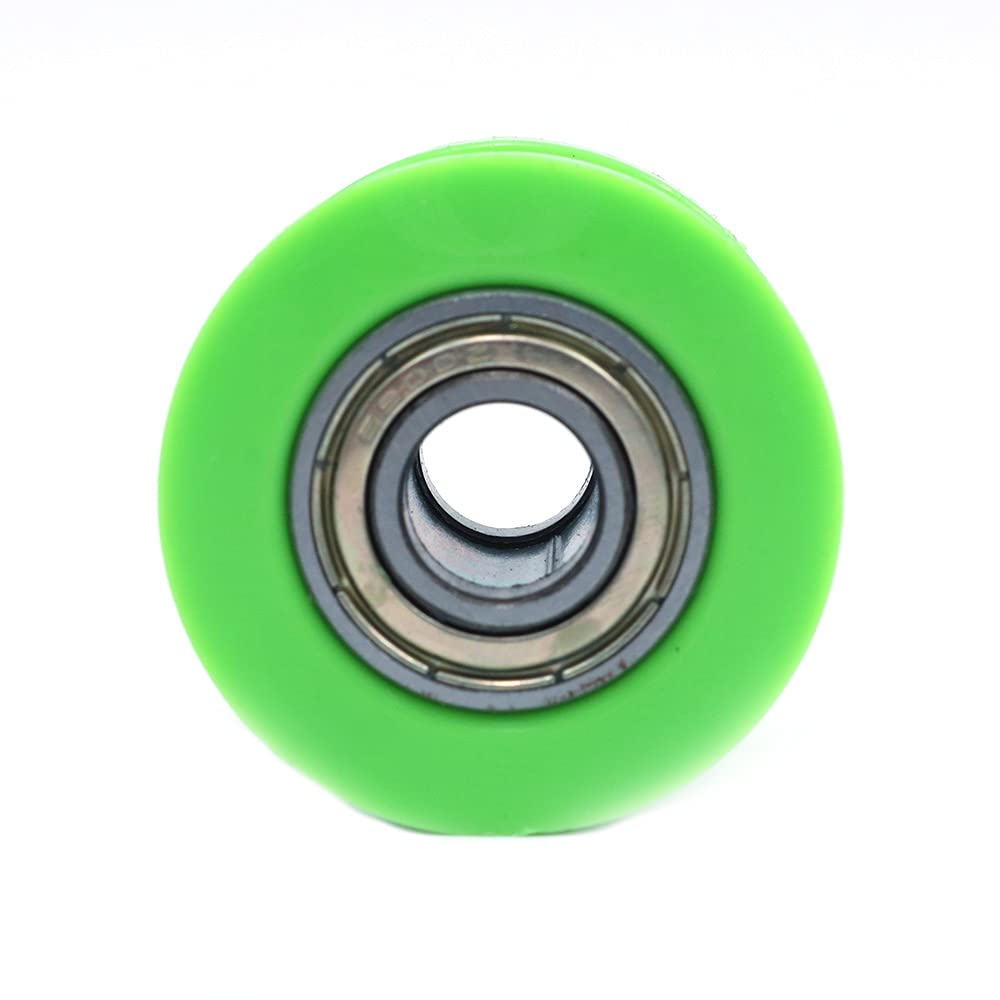 2 piezas de rodillo de cadena tensor de polea universal, rodillo de cadena de 10 mm, polea guía deslizante, polea guía de nailon, rodamientos de alta resistencia, guía de rueda tensor (verde)