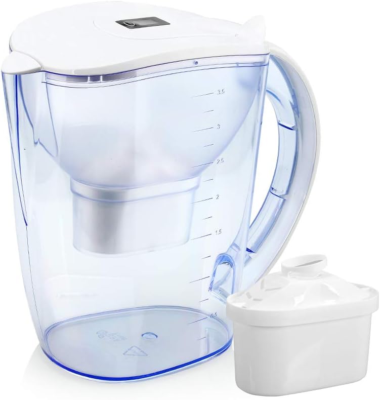 Wellblue Alkaline Water Filter Pitcher With LED Indicator Plus 2xPremium 6 Stages Filter -3.5L Capacity - Removes Chlorine And Contaminants-Increase pH 9.5+, Make Fresh And Heathy Water Anytime!!!
